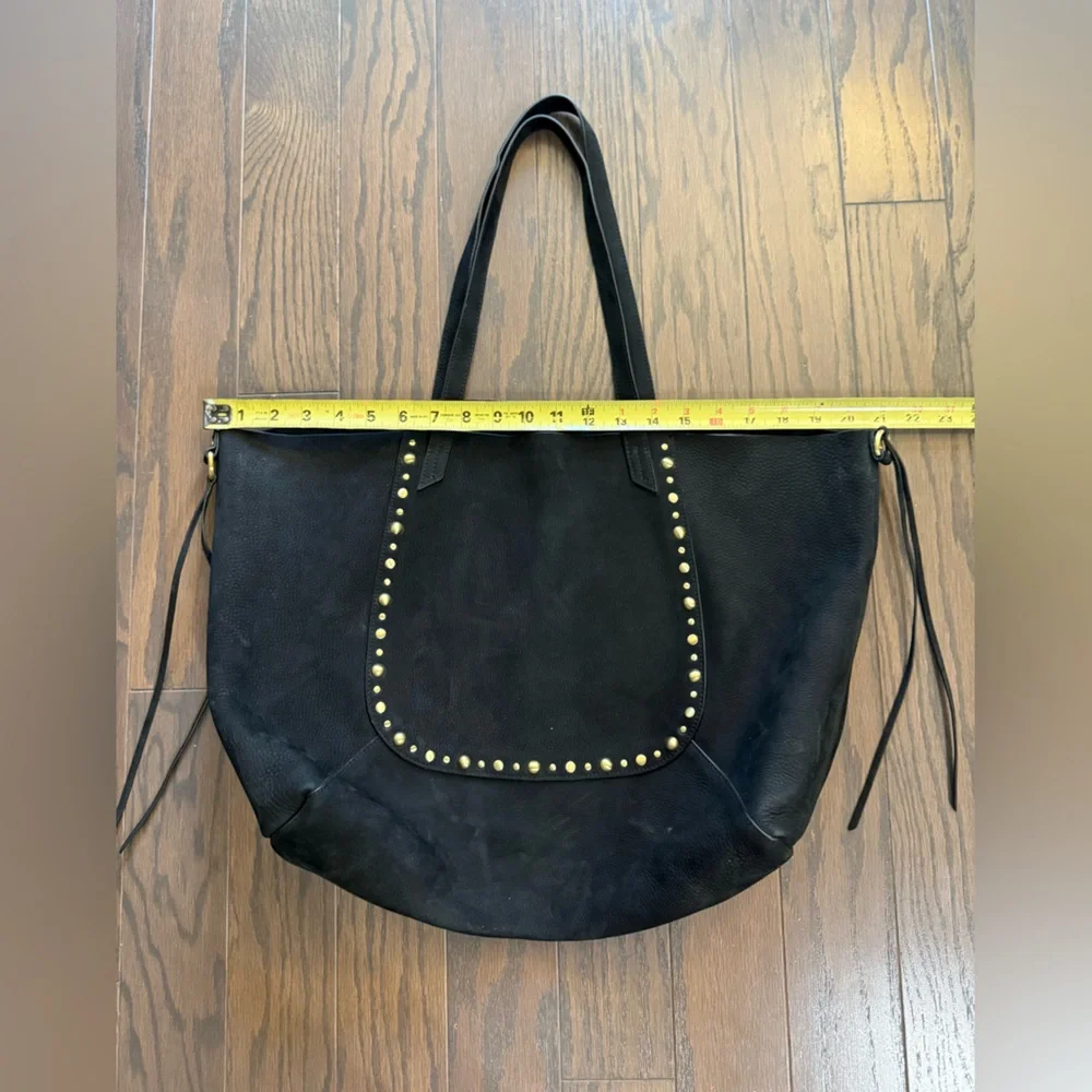 Hobo International Journey Black Nubuck X-Large Tote Bag Gold Nailheads